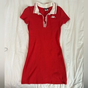 Red kappa mini dress, size M